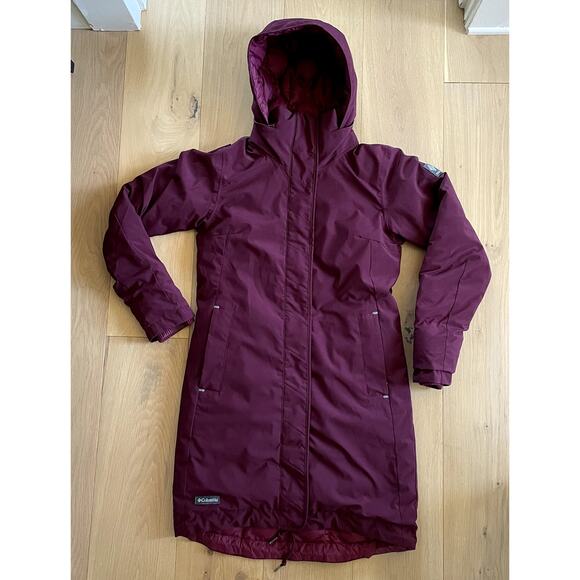 Columbia Sportswear Hillsdale Reversible Down Parka - Burgundy W's Small - Picture 1 of 7